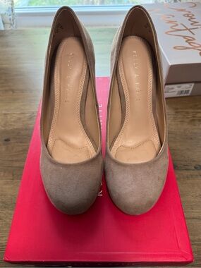 Kelly & Katie Taupe Suede Round-Toe Pumps